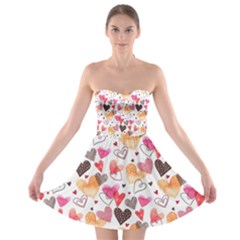 Colorful Cute Hearts Pattern Strapless Bra Top Dress