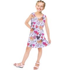 Colorful Cute Hearts Pattern Kids  Tunic Dress