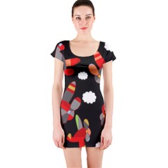 Playful airplanes  Short Sleeve Bodycon Dress