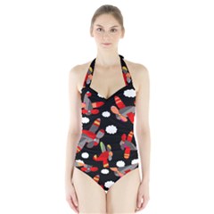 Playful airplanes  Halter Swimsuit