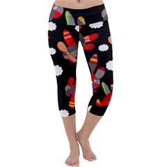 Playful airplanes  Capri Yoga Leggings