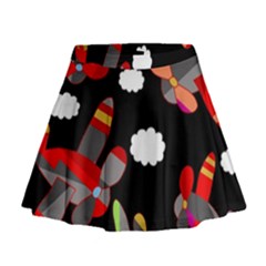 Playful airplanes  Mini Flare Skirt