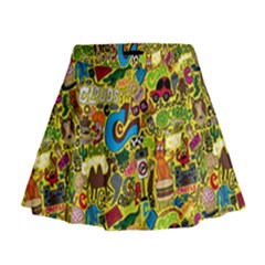 C Pattern Mini Flare Skirt