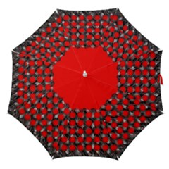 Red And Grey Abstract Design Straight Umbrellas by GabriellaDavid