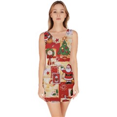 Santa Clause Mail Bird Snow Sleeveless Bodycon Dress