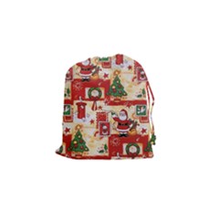 Santa Clause Mail Bird Snow Drawstring Pouches (Small) 