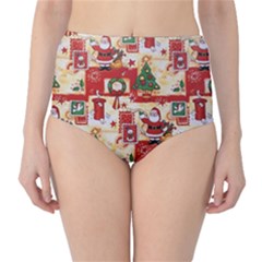 Santa Clause Mail Bird Snow High-Waist Bikini Bottoms