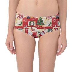 Santa Clause Mail Bird Snow Mid-Waist Bikini Bottoms