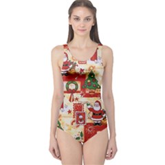 Santa Clause Mail Bird Snow One Piece Swimsuit