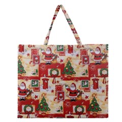 Santa Clause Mail Bird Snow Zipper Large Tote Bag