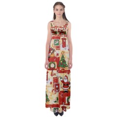 Santa Clause Mail Bird Snow Empire Waist Maxi Dress