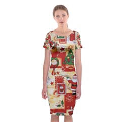 Santa Clause Mail Bird Snow Classic Short Sleeve Midi Dress