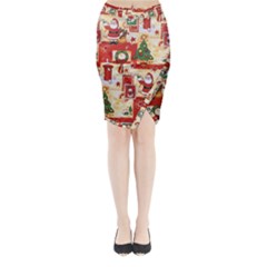 Santa Clause Mail Bird Snow Midi Wrap Pencil Skirt