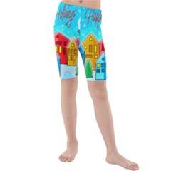 Christmas Magical Landscape  Kids  Mid Length Swim Shorts by Valentinaart