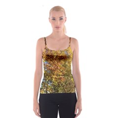 Autumn Tree Op Art With Hidden Kitty Spaghetti Strap Top by SusanFranzblau