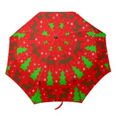 Reindeer And Xmas Trees Pattern Folding Umbrellas by Valentinaart