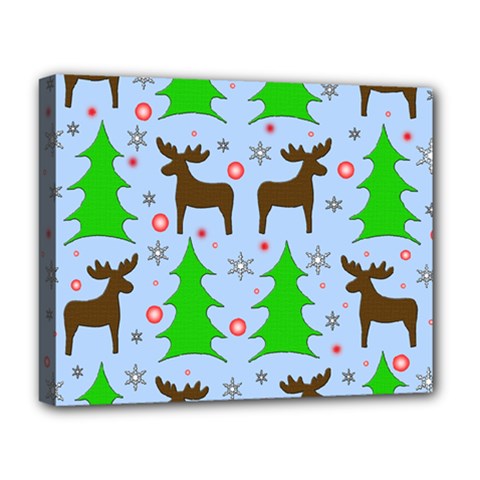 Reindeer And Xmas Trees  Deluxe Canvas 20  X 16   by Valentinaart