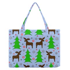 Reindeer And Xmas Trees  Medium Zipper Tote Bag by Valentinaart