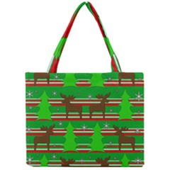 Christmas Trees And Reindeer Pattern Mini Tote Bag by Valentinaart