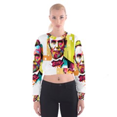 Abraham Lincoln Women s Cropped Sweatshirt by bhazkaragriz