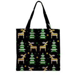 Decorative Xmas Reindeer Pattern Zipper Grocery Tote Bag by Valentinaart