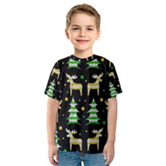 Decorative Xmas reindeer pattern Kids  Sport Mesh Tee