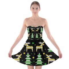 Decorative Xmas reindeer pattern Strapless Bra Top Dress