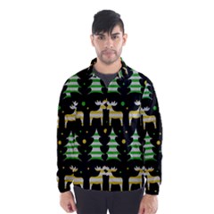 Decorative Xmas Reindeer Pattern Wind Breaker (men) by Valentinaart