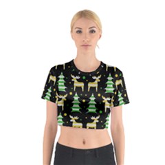 Decorative Xmas reindeer pattern Cotton Crop Top