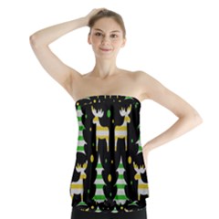 Decorative Xmas reindeer pattern Strapless Top