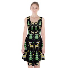 Decorative Xmas reindeer pattern Racerback Midi Dress