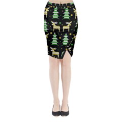 Decorative Xmas reindeer pattern Midi Wrap Pencil Skirt