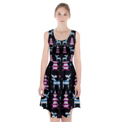 Blue And Pink Reindeer Pattern Racerback Midi Dress by Valentinaart