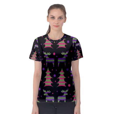 Reindeer Magical Pattern Women s Sport Mesh Tee by Valentinaart