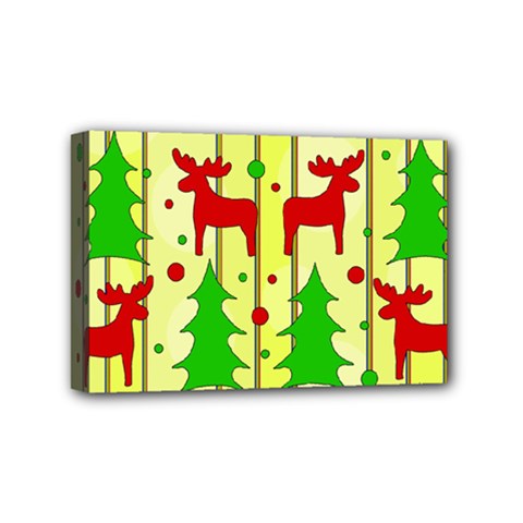 Xmas Reindeer Pattern - Yellow Mini Canvas 6  X 4  by Valentinaart