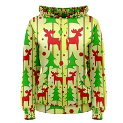 Xmas Reindeer Pattern - Yellow Women s Pullover Hoodie by Valentinaart