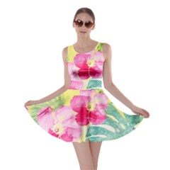 Tropical Dream Hibiscus Pattern Skater Dress