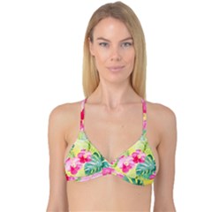 Tropical Dream Hibiscus Pattern Reversible Tri Bikini Top by DanaeStudio