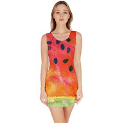 Abstract Watermelon Sleeveless Bodycon Dress