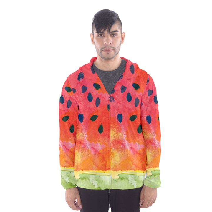 Abstract Watermelon Hooded Wind Breaker (Men)