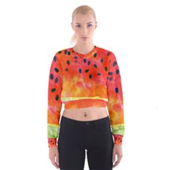 Abstract Watermelon Women s Cropped Sweatshirt