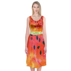 Abstract Watermelon Midi Sleeveless Dress by DanaeStudio