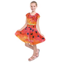 Abstract Watermelon Kids  Short Sleeve Dress by DanaeStudio