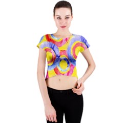 Blue And Pink Dream Crew Neck Crop Top by DanaeStudio