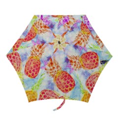 Colorful Pineapples Over A Blue Background Mini Folding Umbrellas by DanaeStudio