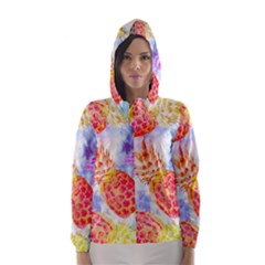 Colorful Pineapples Over A Blue Background Hooded Wind Breaker (women) by DanaeStudio