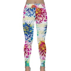 Colorful Dahlias Classic Yoga Leggings by DanaeStudio