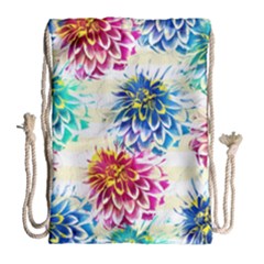 Colorful Dahlias Drawstring Bag (Large)