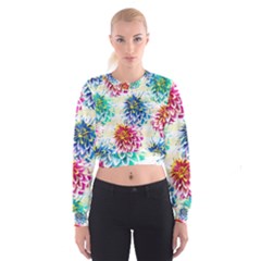 Colorful Dahlias Women s Cropped Sweatshirt