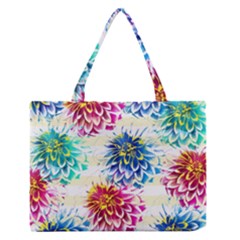 Colorful Dahlias Medium Zipper Tote Bag by DanaeStudio